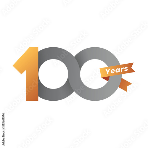 Elegant 100 Years Anniversary Vector Illustration with Golden Number and Ribbon, Perfect for Company Event, Ceremony, or Birthday Celebration Design