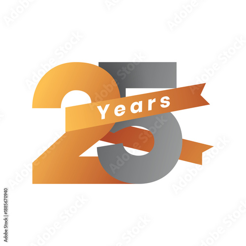 Anniversary Vector Illustration: Celebrating 23 Years with Elegant Ribbon and Number Design for Company Event, Corporate Ceremony, and Special Occasion Milestones