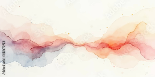 Abstract watercolor background with pink and red hues featuring a closeup macro of a heart shaped bath element for health and beauty copy space