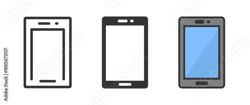 Mobile phone icon set. Gadget symbol modern, simple, icon for website design, mobile app, ui. Line, glyph and flat style. Smartphone for mobile concept and web design. Vector illustration