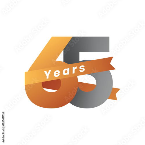 Elegant 65th Anniversary Vector Illustration with Ribbon, Modern Design for Company Milestone Event, Commemorating Six Decades of Success and Achievement