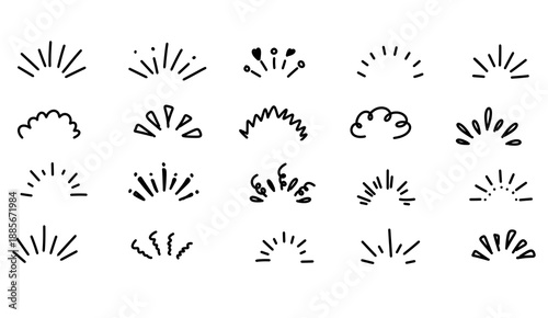 Comic Book Sound Effects Collection in Black Ink Style with Dynamic Motion Lines for Graphic Design