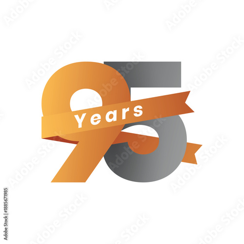 95th Anniversary Vector Illustration with Ribbon and Gradient Numbers for Company Event and Celebration