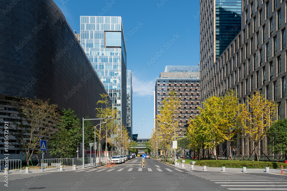 Fototapeta premium Ningbo, China: city skyline, architecture, landscape, city, metropolis, landmark, background, tourist destination, downtown, modern.