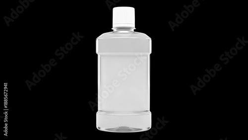 Clear mouthwash bottle with white cap