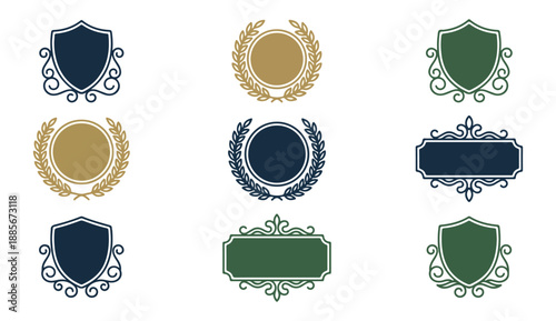 Decorative emblems and crests collection vector illustration
