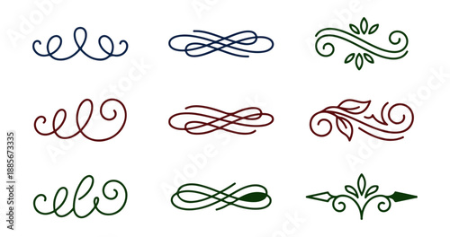 Decorative ornamental design elements in various styles