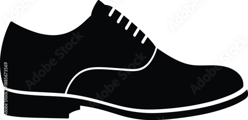 Black Formal Men Dress Shoe Icon Vector Illustration Isolated on White Background for Business Fashion Classic Footwear and Gentleman Apparel