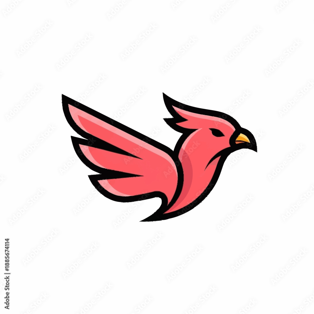 Obraz premium Stylized Red Bird Logo Design.