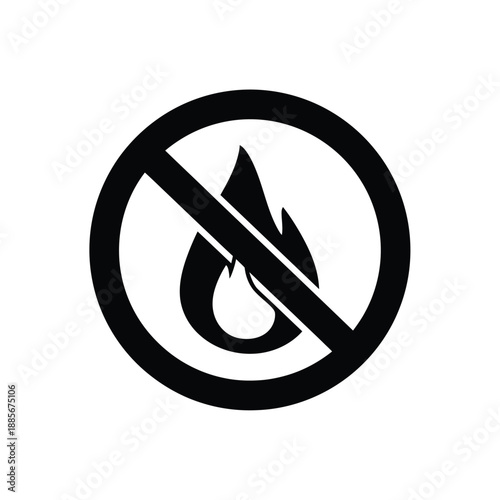 Vector illustration icon no fire or flame symbol in a circle with a diagonal line through it