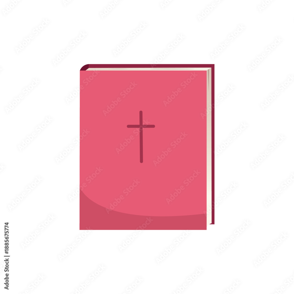 Obraz premium Closed holy book with cross symbol. Minimal flat illustration of Bible for Easter concepts, church graphics and religious education materials.