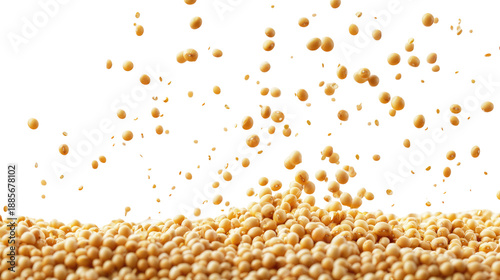 Golden seeds falling on transparent background