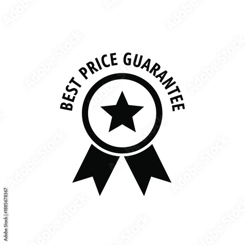 Vector illustration icon black best price guarantee icon with star and ribbon