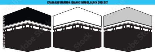 Kaaba Illustration, Black Cube on White