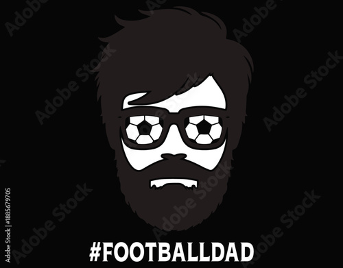 Football Dad With Beard And Cool Sunglasses - printable editable vector art file.