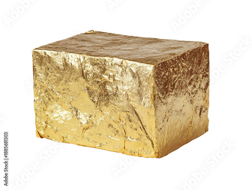 A gold cube gleaming in the light, a luxurious and unique concept Isolated Transparent Background, PNG