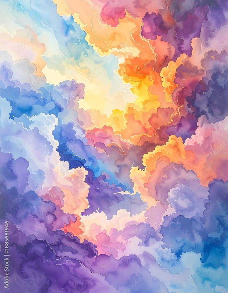 Obraz premium Colorful clouds swirl and blend, creating a dreamy, abstract skyscape with vibrant hues of purple, pink, and orange