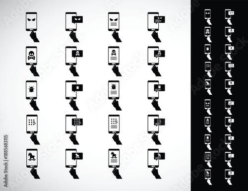 Mobile phone malware icon set 