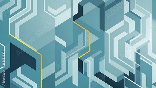 Geometric Shapes in Blue Tones Background.