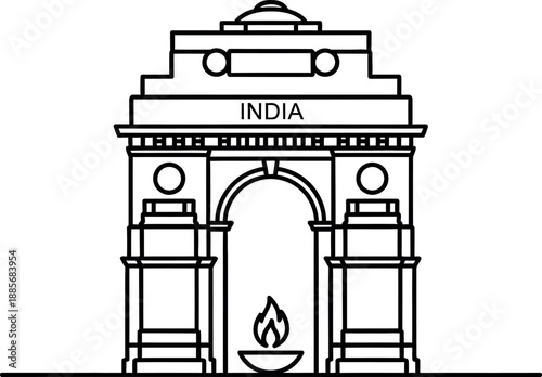 India gate line art icon for republic day