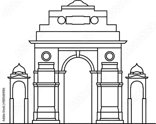 India gate line art for republic day