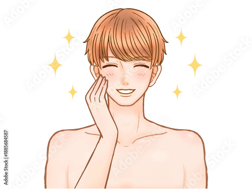 スキンケアをするイケメン大人男性のイラスト素材3