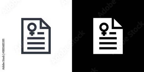 Document icon concept with flat Black White Background. Vector illustration.