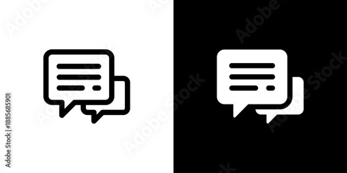Message icon concept with flat Black White Background. Vector illustration.