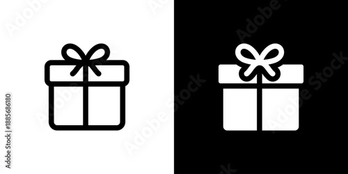 Gift icon concept with flat Black White Background. Vector illustration.