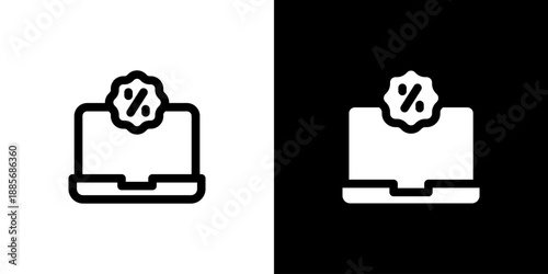 Laptop icon concept with flat Black White Background. Vector illustration.