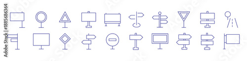 Street signs outline icon set. Guidance line icon set. Contains icons related to guidance, direction, and more. Vector illustration. editable stroke