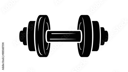 Single Black Dumbbell Weight for Fitness Training on Isolated White Background