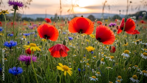 Vibrant wildflowers in a sunny meadow.