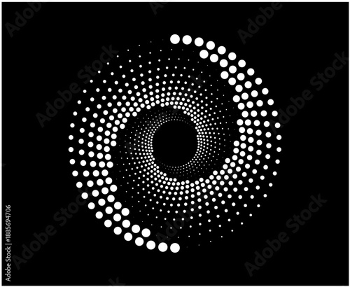 Cuadro en lienzo Dots Halftone Dotted Speed Lines Spiral Circular Black And White Abstract Design