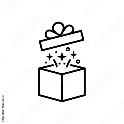 Gift Box Silhouette Clip art with Bow
Surprise Gift Box with Open Lid Line Icon