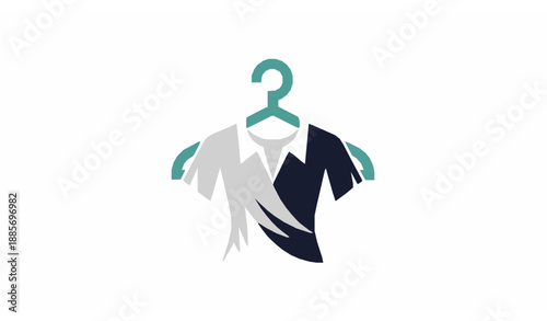 Creative clothes hanger logo vector design with abstract apparel concept