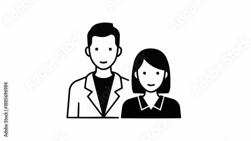 Couple Icon Representing Partnership and Relationship.