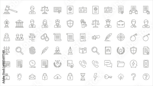 Legal Documents Icon Set – Editable Line Icons Vector Illustration.eps