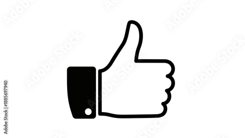 Thumbs up hand gesture icon symbolizing like or approval, isolated white background.