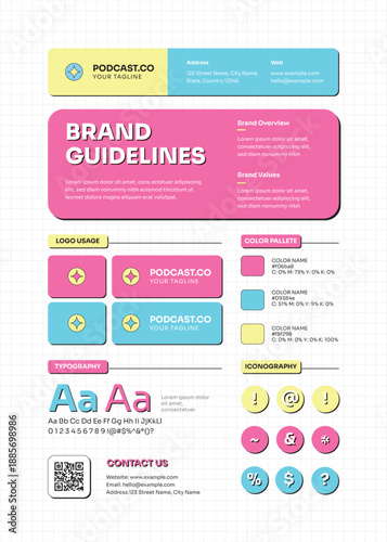 Blue And Pink Brand Guidelines Podcast Studio