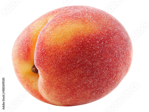 A fresh and ripe peach with a vibrant, colorful peel Isolated Transparent Background, PNG