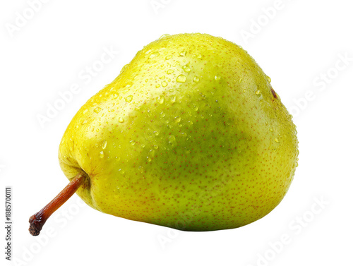 A close-up shot of a juicy, fresh pear with water droplets Isolated Transparent Background, PNG