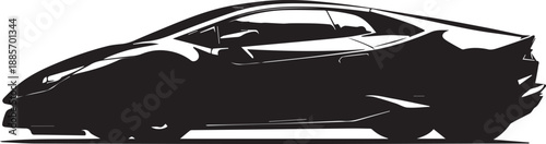 Luxury Supercar Black Vector Silhouette From Multiple Angles