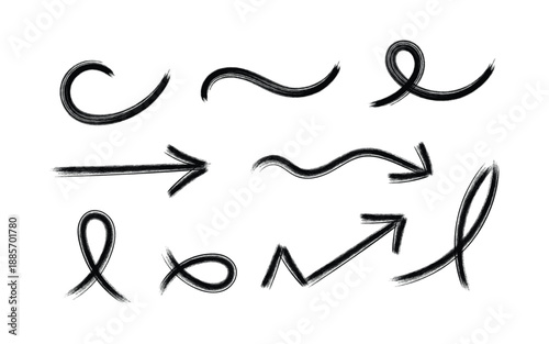 Hand drawn arrows and squiggles on white background
