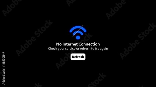 Abstract blue wifi error icon animated no black background. Wi-Fi icon with cross no no internet looped animation. wifi icon, No internet icon concept.