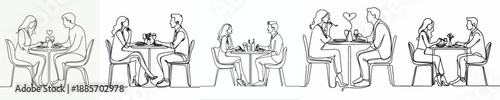 line art of a couple eating dinner together
