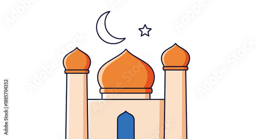 Mosque with Crescent Moon and Star