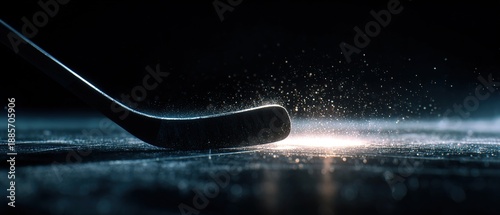 Wallpaper Mural Hockey stick and puck on ice with dramatic lighting and dark atmosphere. Professional sports banner concept showing competition, tension, tournament energy, and power for hockey events, promotions Torontodigital.ca