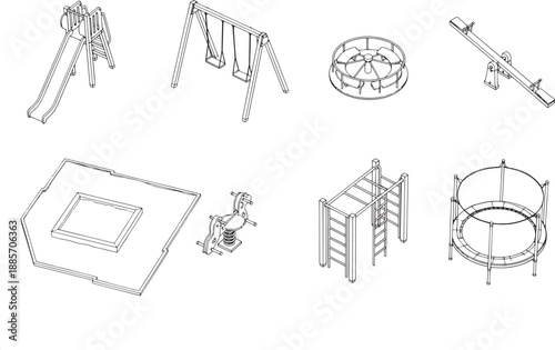 Playground equipment array illustration