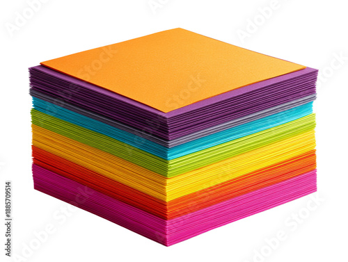 A vibrant cube of colorful sticky notes, ready to capture ideas and important messages Isolated Transparent Background, PNG